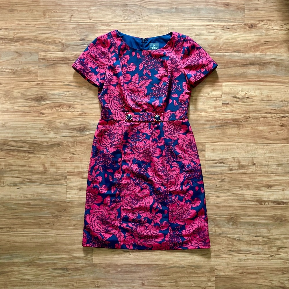 Adrianna Papell red and navy short sleeve dress